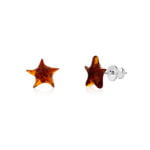 Star Silver Amber Earrings