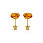 Gold-plated Rose Amber Earrings