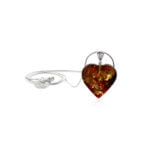 Amber pendant heart on a silver chain