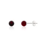 Red Silver Amber Earrings