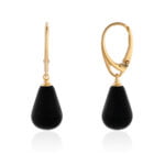 Gold-plated Black Drop Amber Earrings