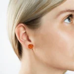 Silver Rose Amber Earrings