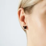 Silver Cherry Butterfly Amber Earrings