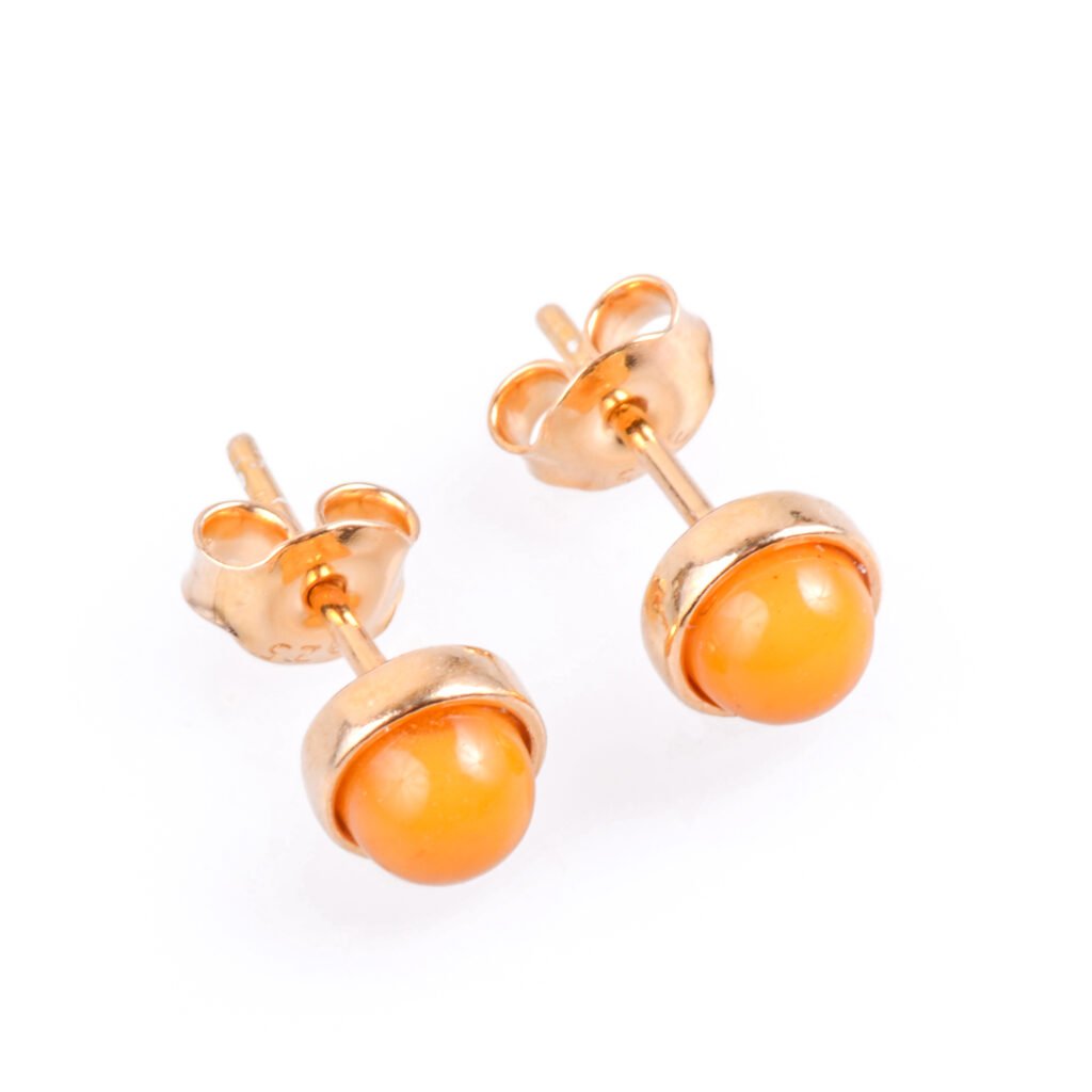 Gold-plated Butter Amber Earrings