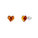Heart Cognac Amber Earrings