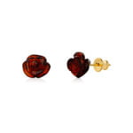 Rose Cherry gold-plated amber earrings