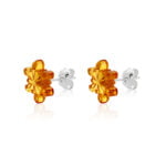 Snowflake Silver Amber Earings