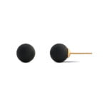 Gold-plated Black Sphere Amber Earrings