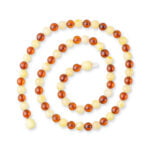 shiny dual-color color sphere Baltic amber beads necklace