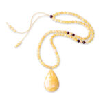 Butter color amber necklace with a unique pendant