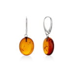 Cognac color oval shape drop amber earrings