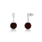 Cherry Color Raw amber drop earring