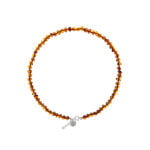 Amber Necklace Baroque shape cognac color beads and sterling silver accents