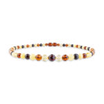 Multi color amber necklace with faceted beads