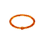 Amber Bracelet with a carved rose bead, cognac color